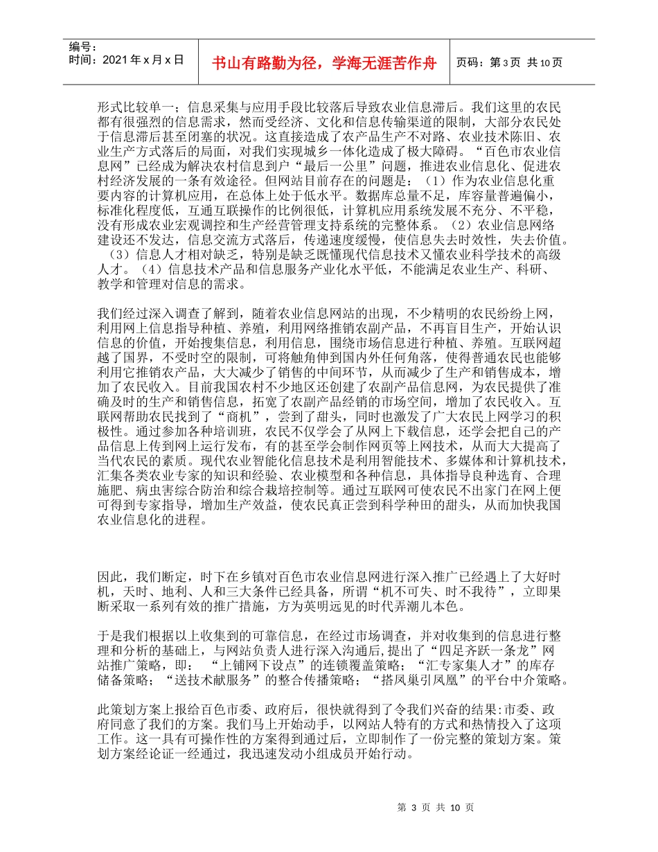 百色市农业信息网推广策划建议书_第3页