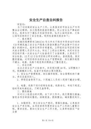 安全生产自查自纠报告