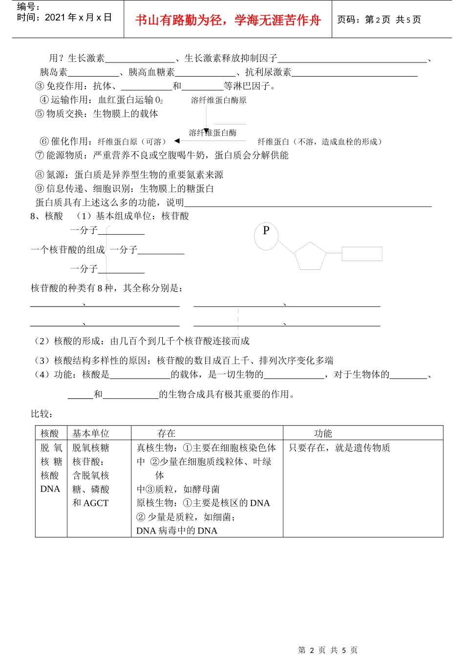 生物复习导学案1组成生物体的化合物_第2页