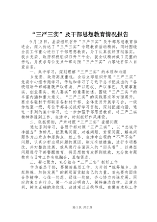 “三严三实”及干部思想教育情况报告