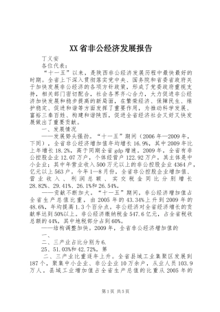 XX省非公经济发展报告
