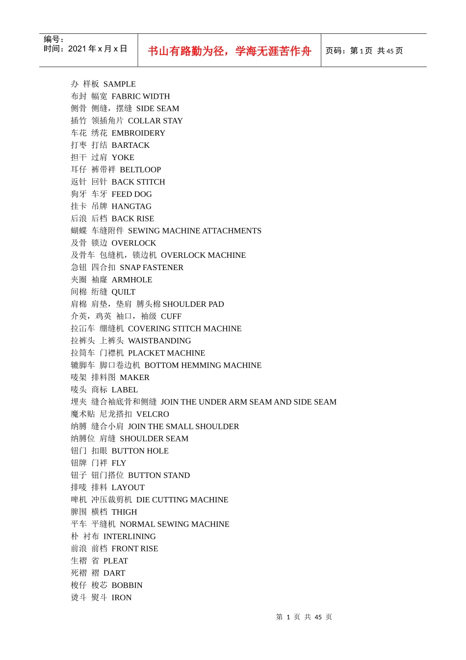 纺织行业标准(专业名称)_第1页