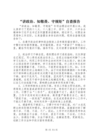 “讲政治、知敬畏、守规矩”自查报告