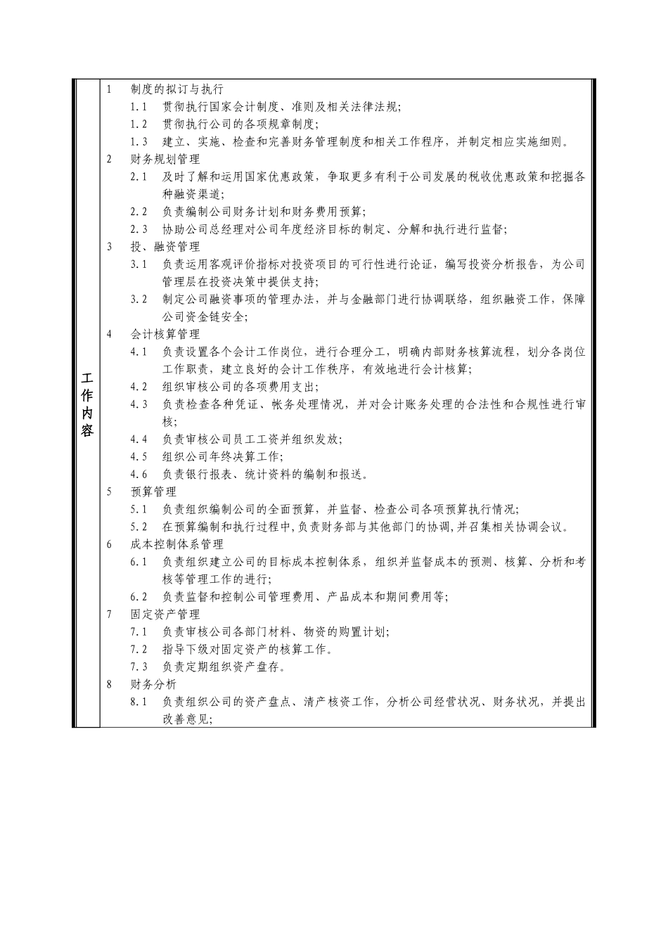 某中型制造业财务部经理岗位说明书_第2页