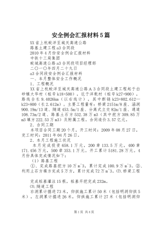安全例会汇报材料5篇