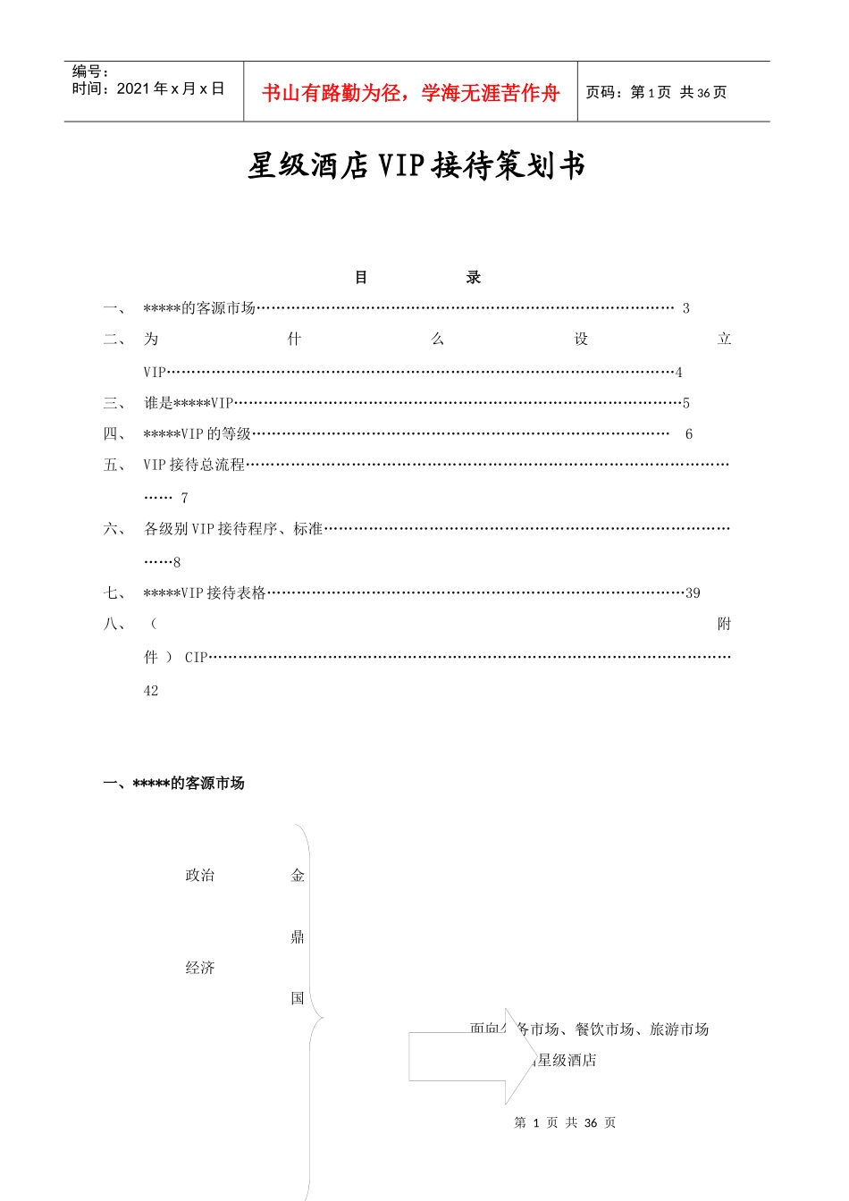 酒店大厅管理全集_星级酒店VIP接待策划书（DOC37页）_第1页
