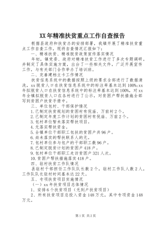 XX年精准扶贫重点工作自查报告