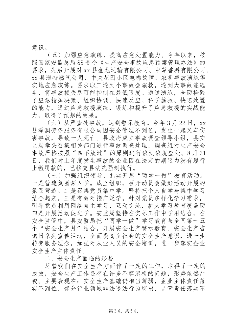 安监局XX年度安全生产工作报告_第3页