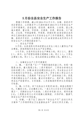 5月份全县安全生产工作报告