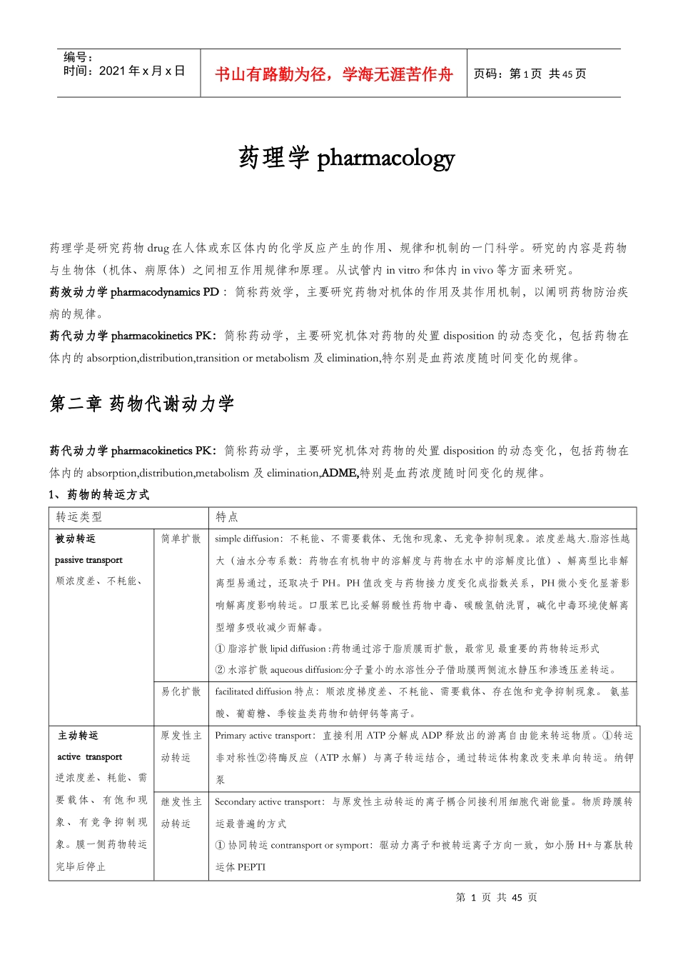 药理学pharmacology华西药学XXXX级_第1页