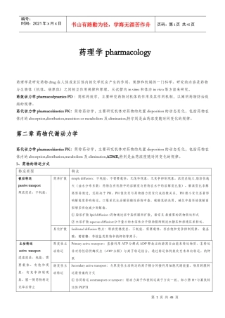 药理学pharmacology华西药学XXXX级