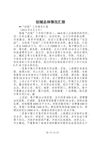 创城总体情况汇报