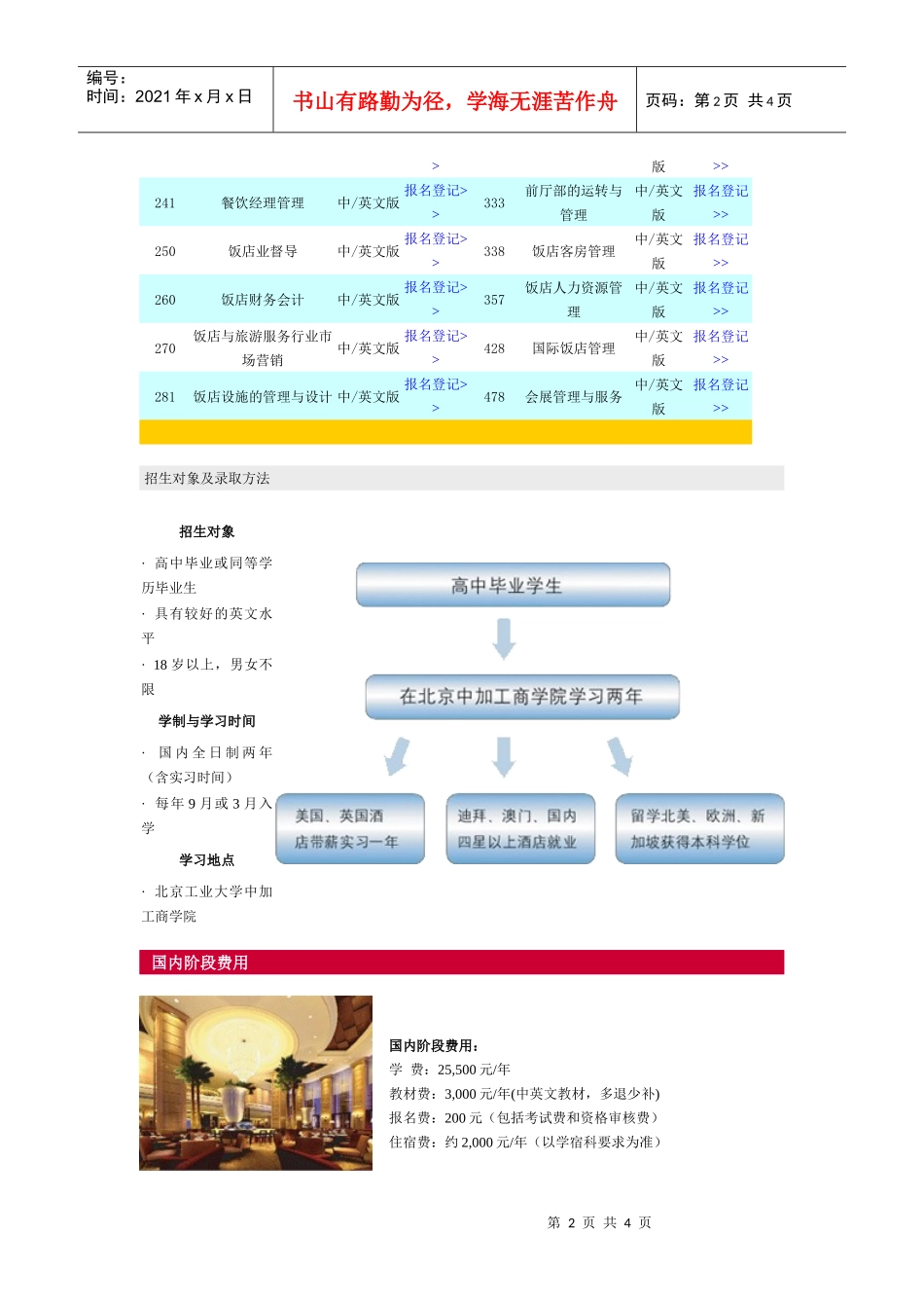 酒店管理专业2+2留学本科招生简章_第2页