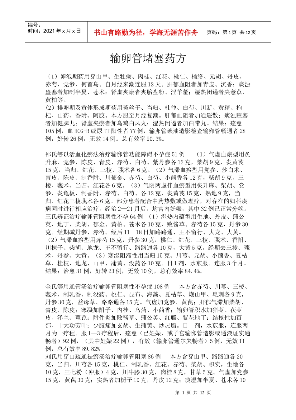 输卵管堵塞药方_第1页
