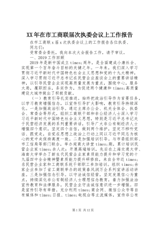 XX年在市工商联届次执委会议上工作报告