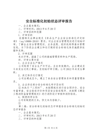 安全标准化初始状态评审报告