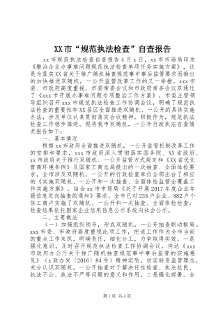 XX市“规范执法检查”自查报告
