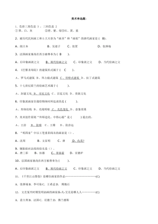 美术考试---填空选择题组合001
