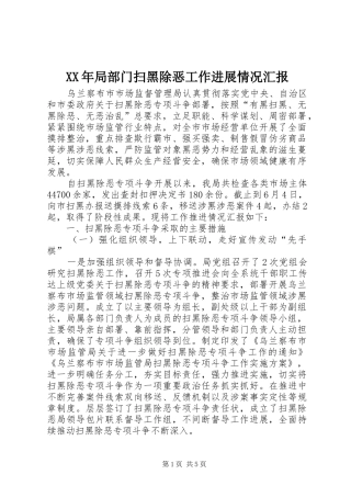 XX年局部门扫黑除恶工作进展情况汇报