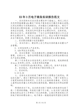 XX年3月电子商务实训报告范文