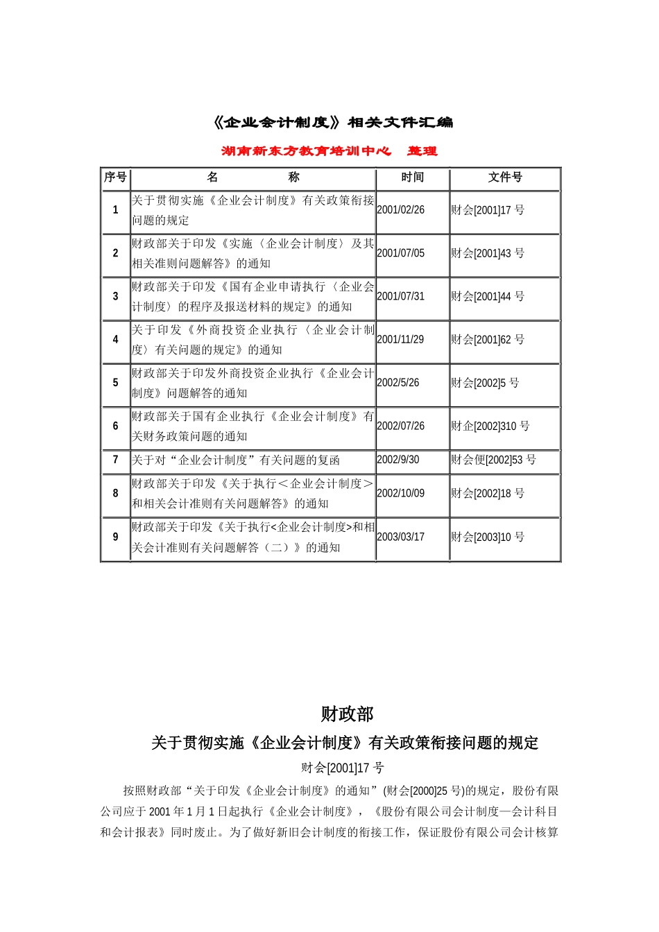 企业财务会计制度相关文件汇编_第1页