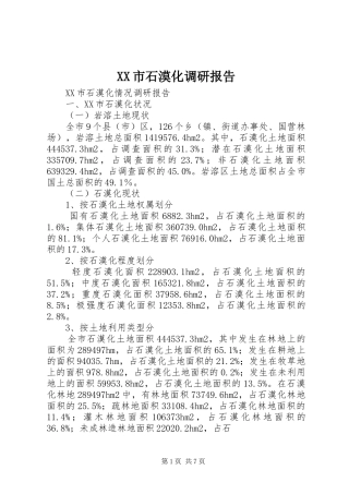 XX市石漠化调研报告