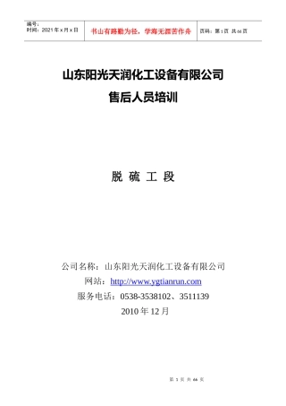 脱硫工段-山东阳光天润化工设备有限公司