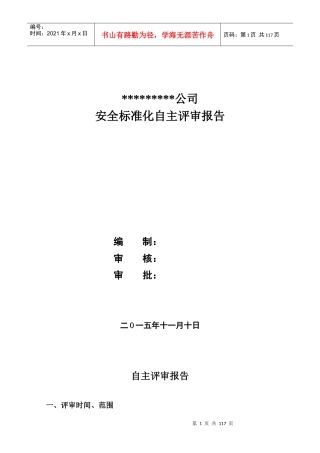 青川公司矿山安全标准化自评报告