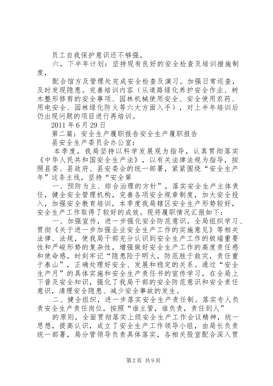 安全生产履职报告_第2页
