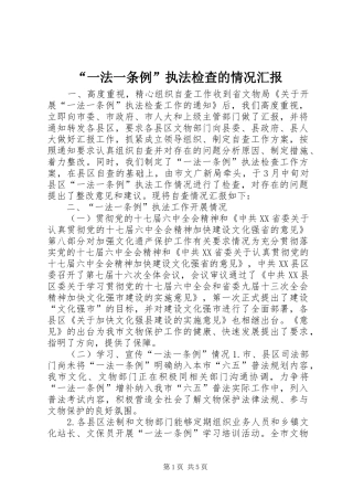 “一法一条例”执法检查的情况汇报