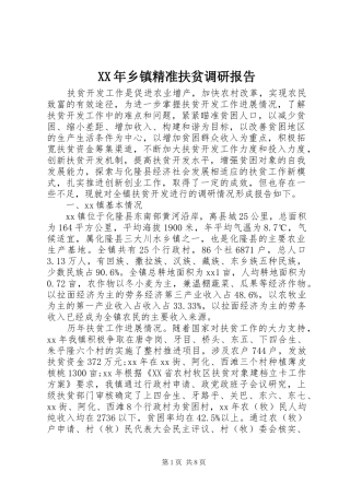 XX年乡镇精准扶贫调研报告