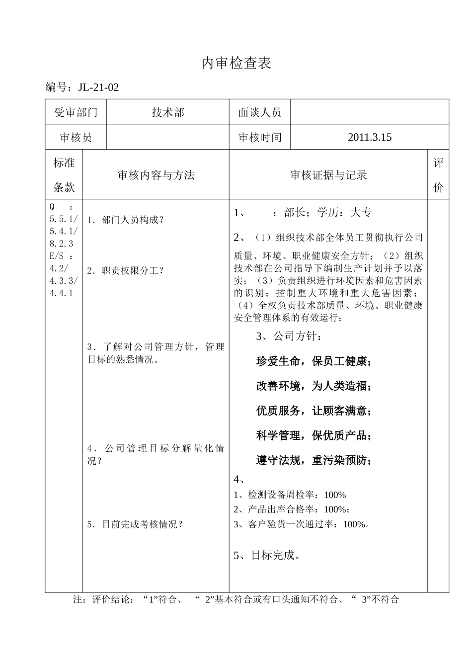 内审检查记录三体系_第2页