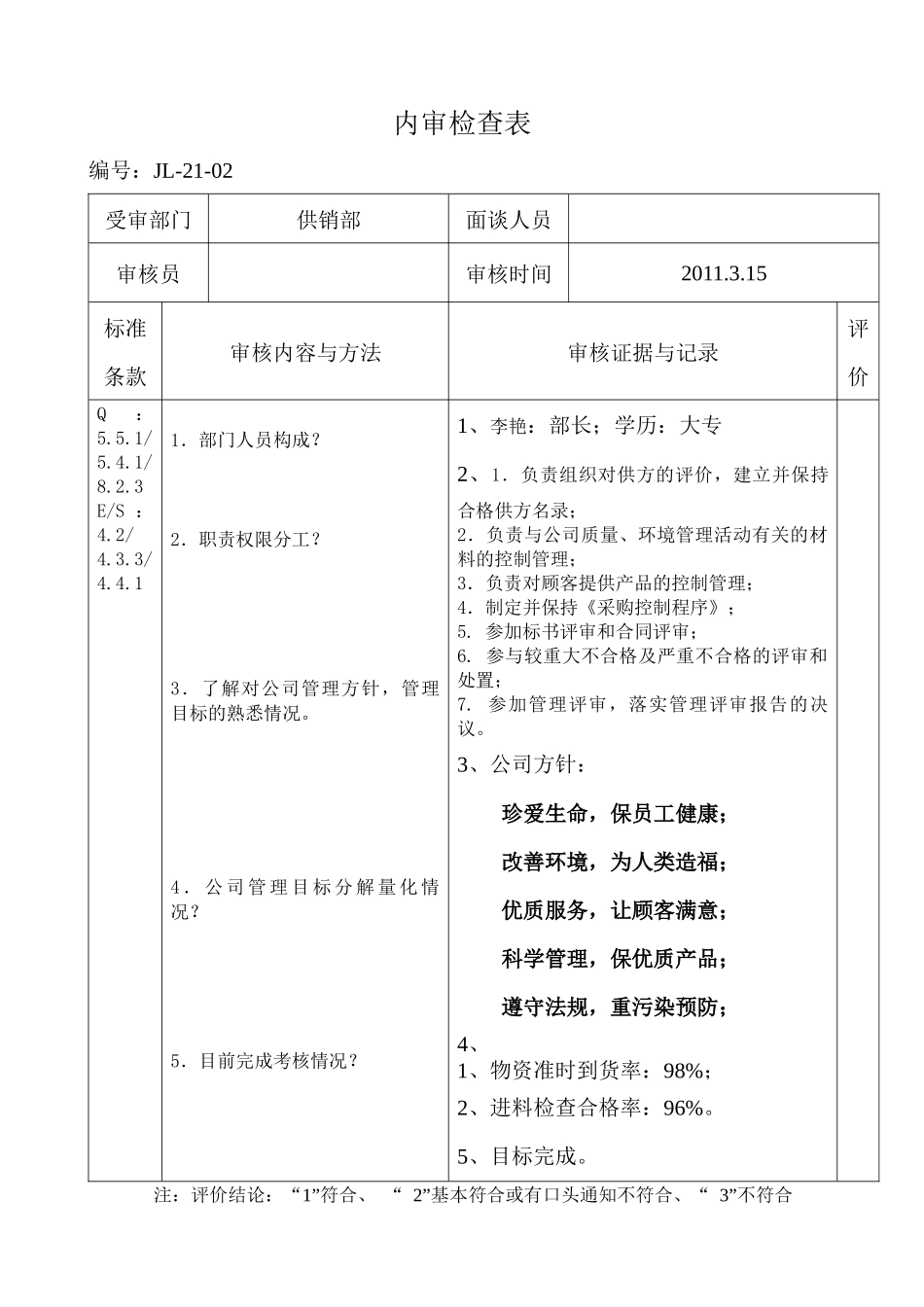 内审检查记录三体系_第3页