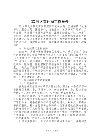 XX县区审计局工作报告