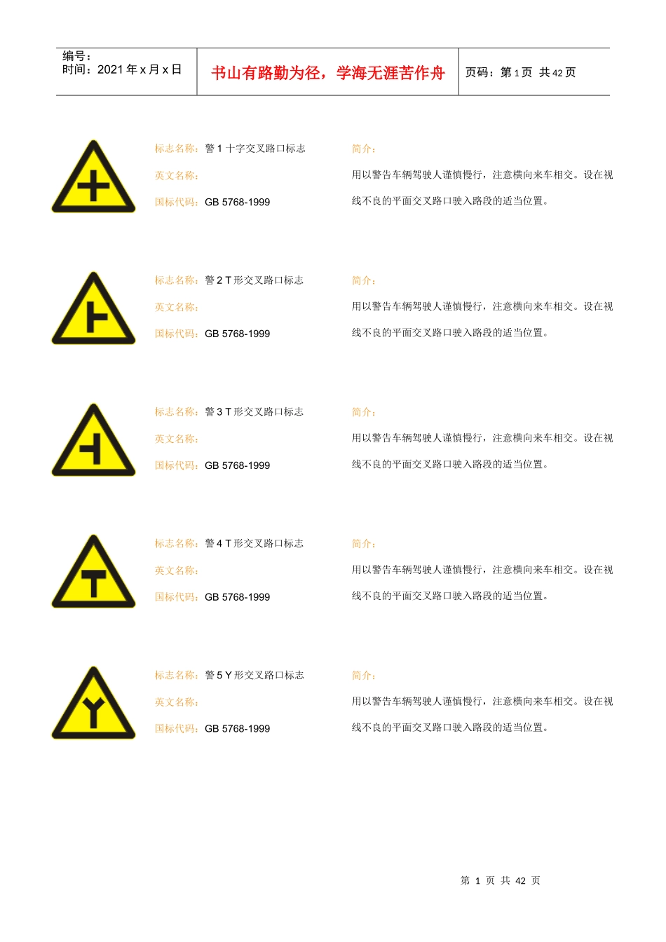 道路交通标志全集_第1页
