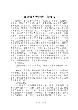 办公室人大行政工作报告