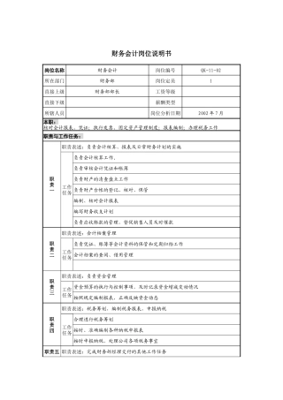 建材行业-财务部会计岗位说明书