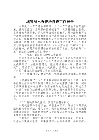 城管局六五普法自查工作报告