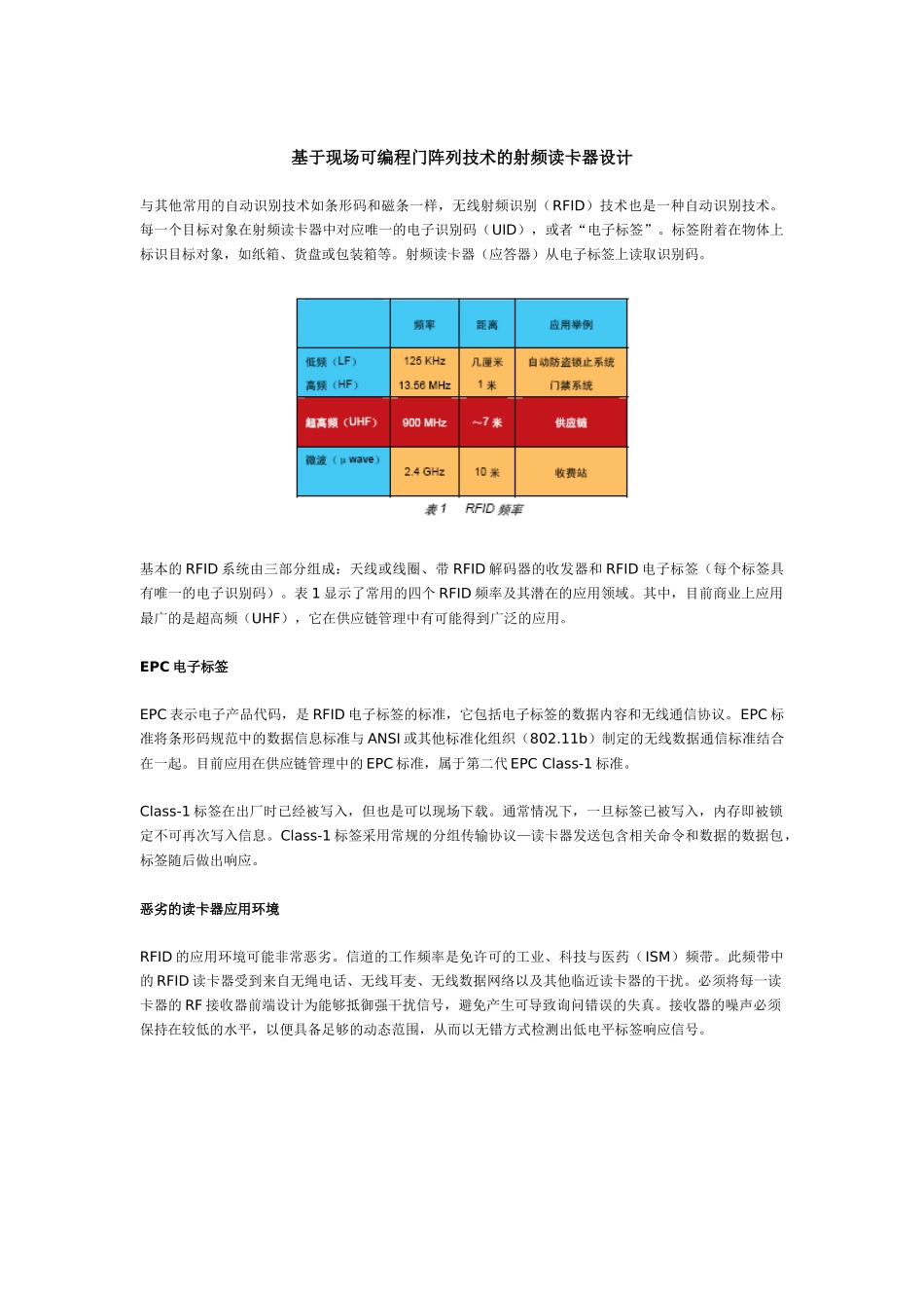 基于现场可编程门阵列技术的射频读卡器设计_第1页
