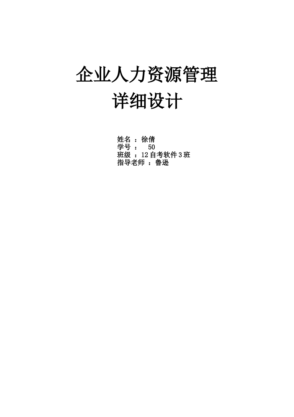 企业人力资源管理详细设计_第1页