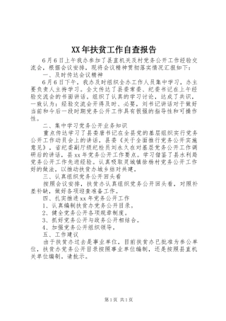 XX年扶贫工作自查报告