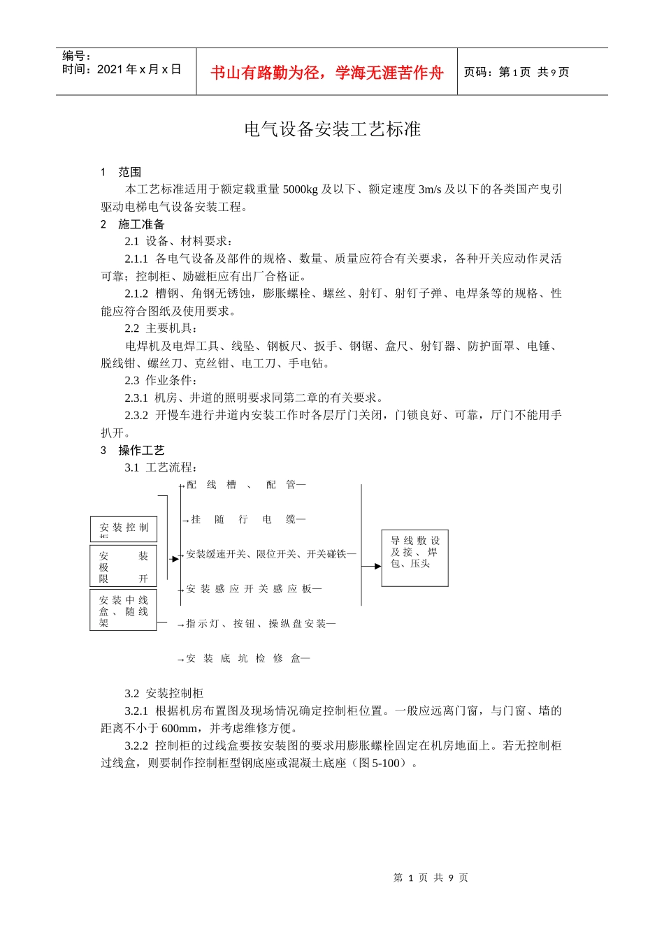 电气设备安装工艺标准doc_第1页
