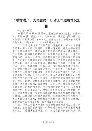 “联村联户、为民富民”行动工作进展情况汇报
