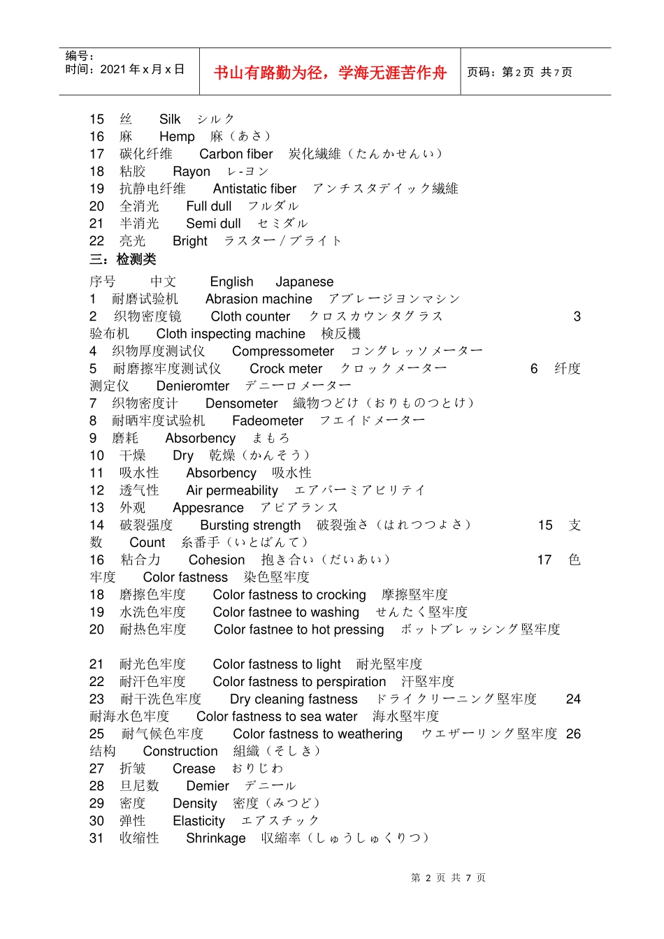 纺织类专业日语词汇_第2页