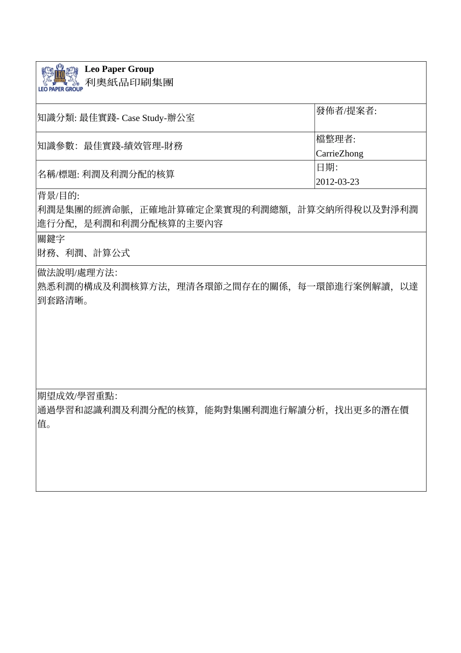 利潤管理及核算管理知识分配_第1页
