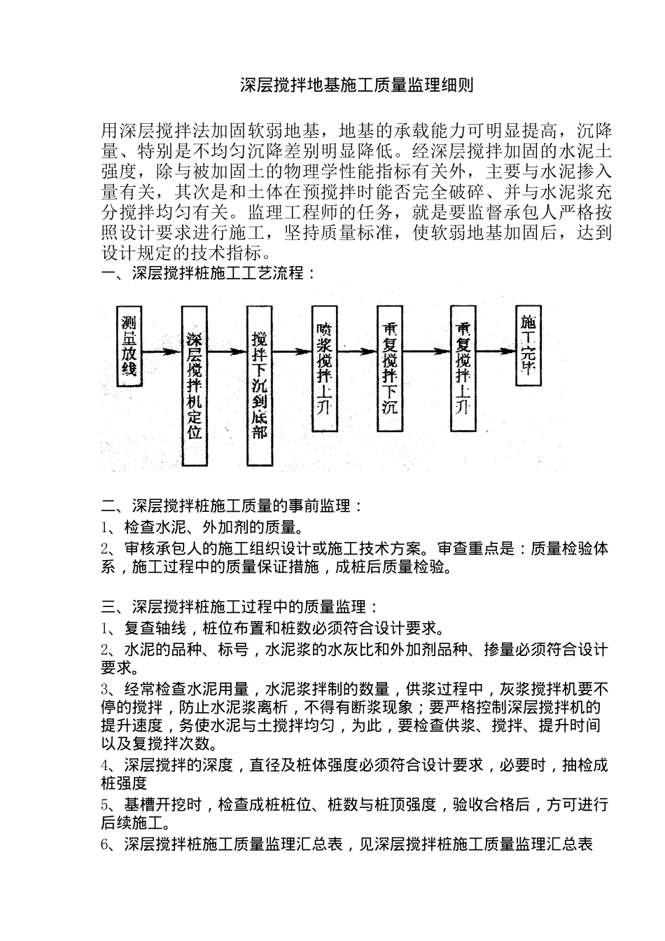 搅拌地基施工质量监理细则_第1页