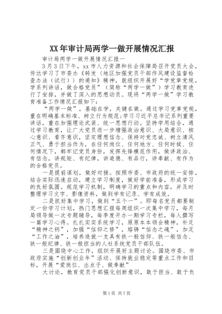 XX年审计局两学一做开展情况汇报