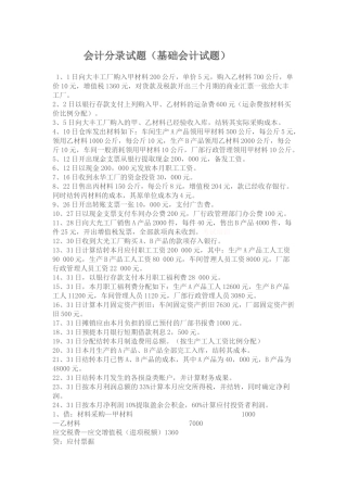 会计分录试题