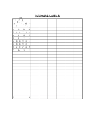 利润中心-资金支出计划表