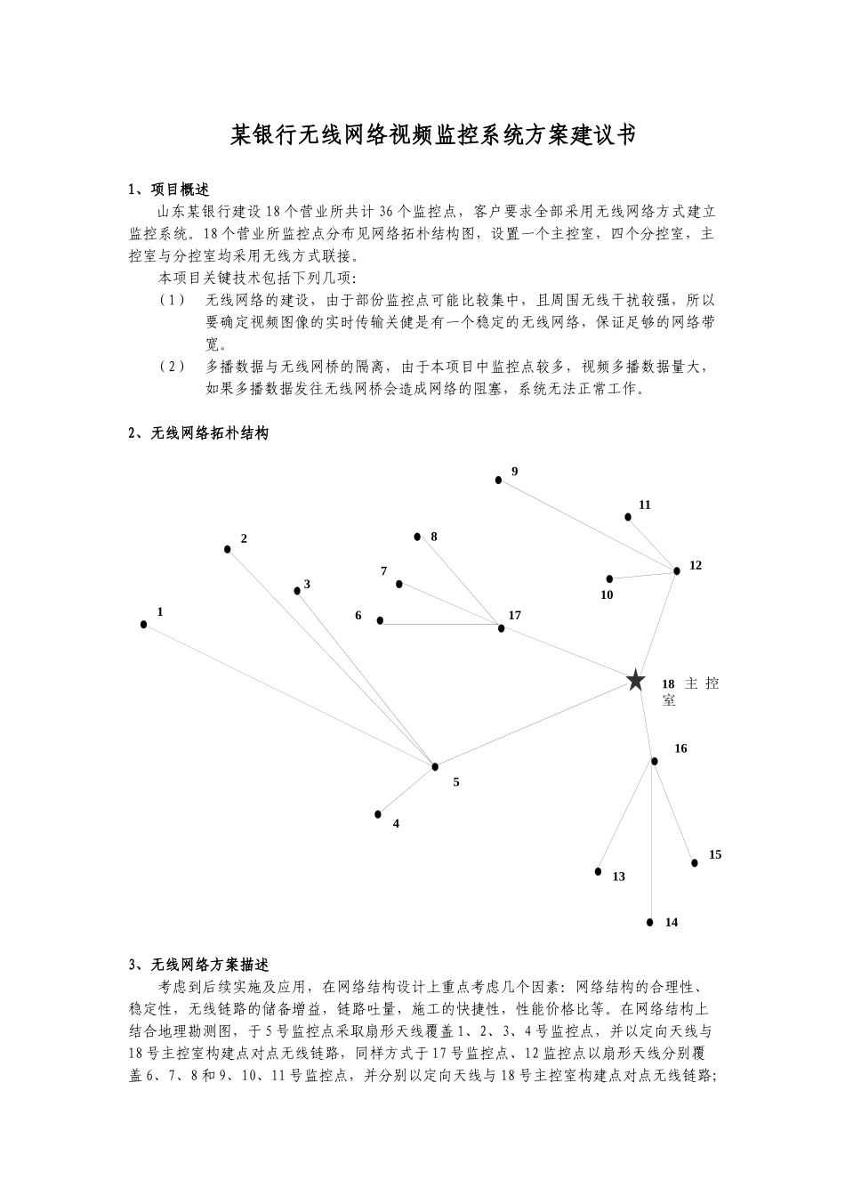某银行无线网络视频监控系统方案建议书_第1页